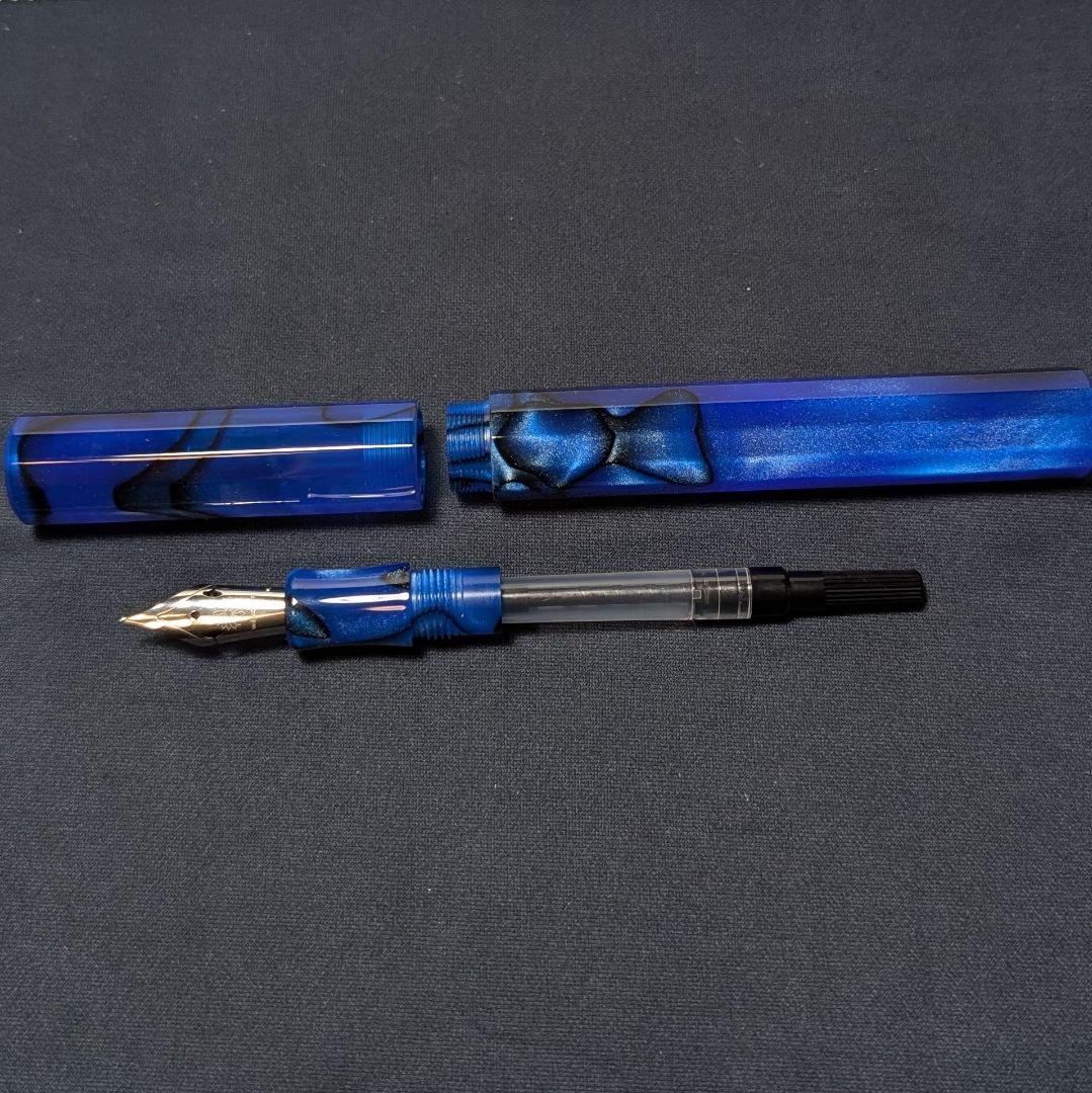 WANCHER カレイド 万年筆 青淵 ステンレスソフト F