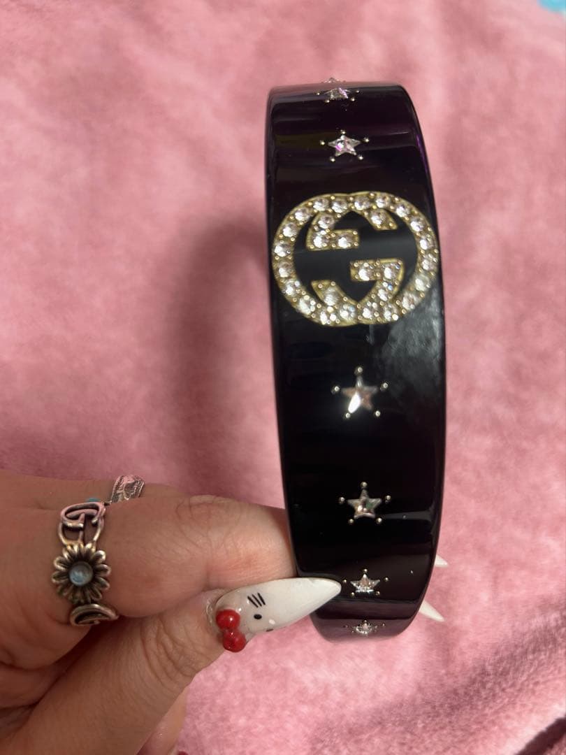 GUCCI クリスタルインターロッキングG ヘアバンド　カチューシャ　グッチ