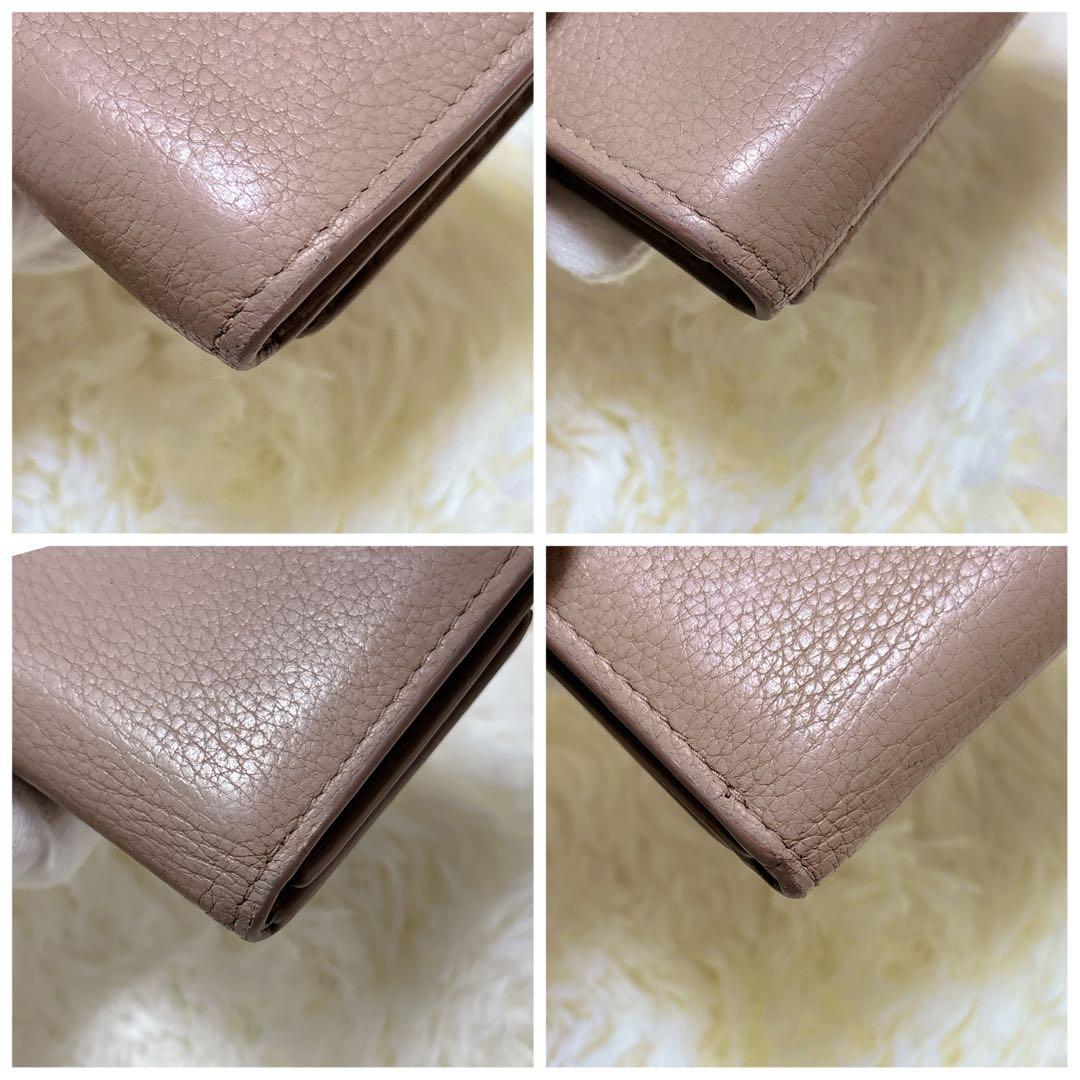 プラダ 三つ折り財布 レター型 シボ革 ロゴ金具 ミニ コンパクト