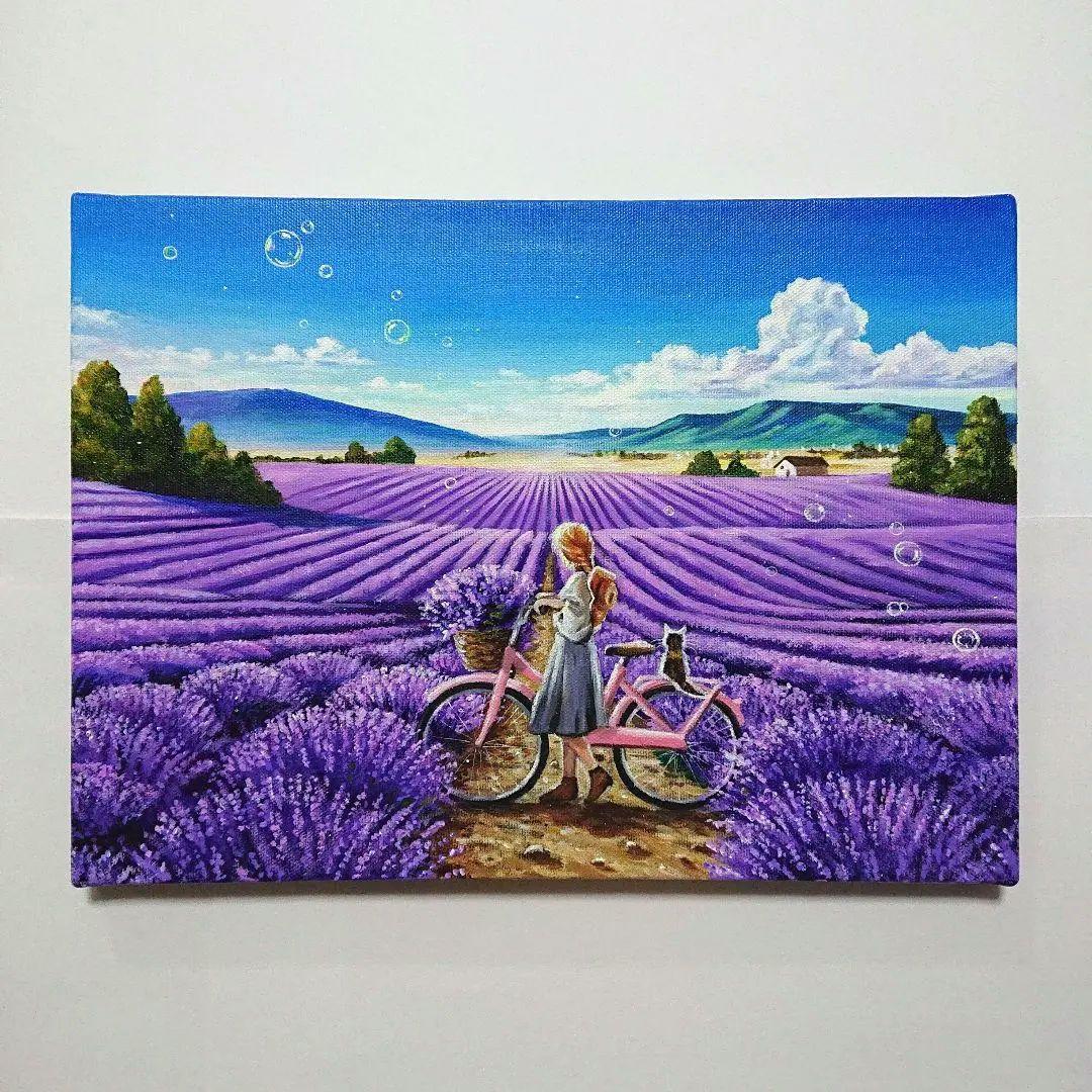 【穏やかな日】アクリル画 F4 風景画 絵画