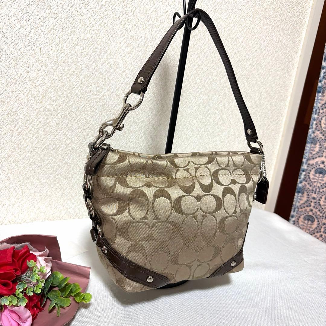 未使用級 COACH コーチ スタッズ アクセサリーポーチ ハンドバッグ