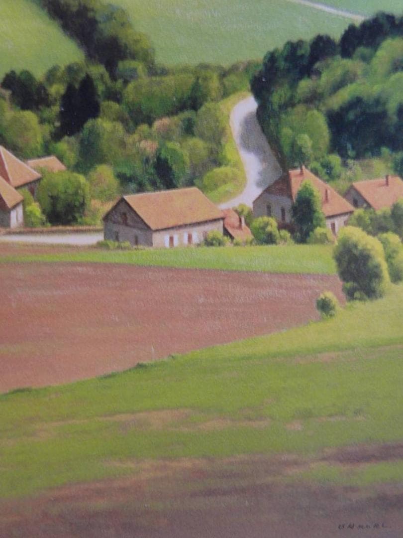 大森祥吾、【新緑のジュラの村】、希少な額装用画集より