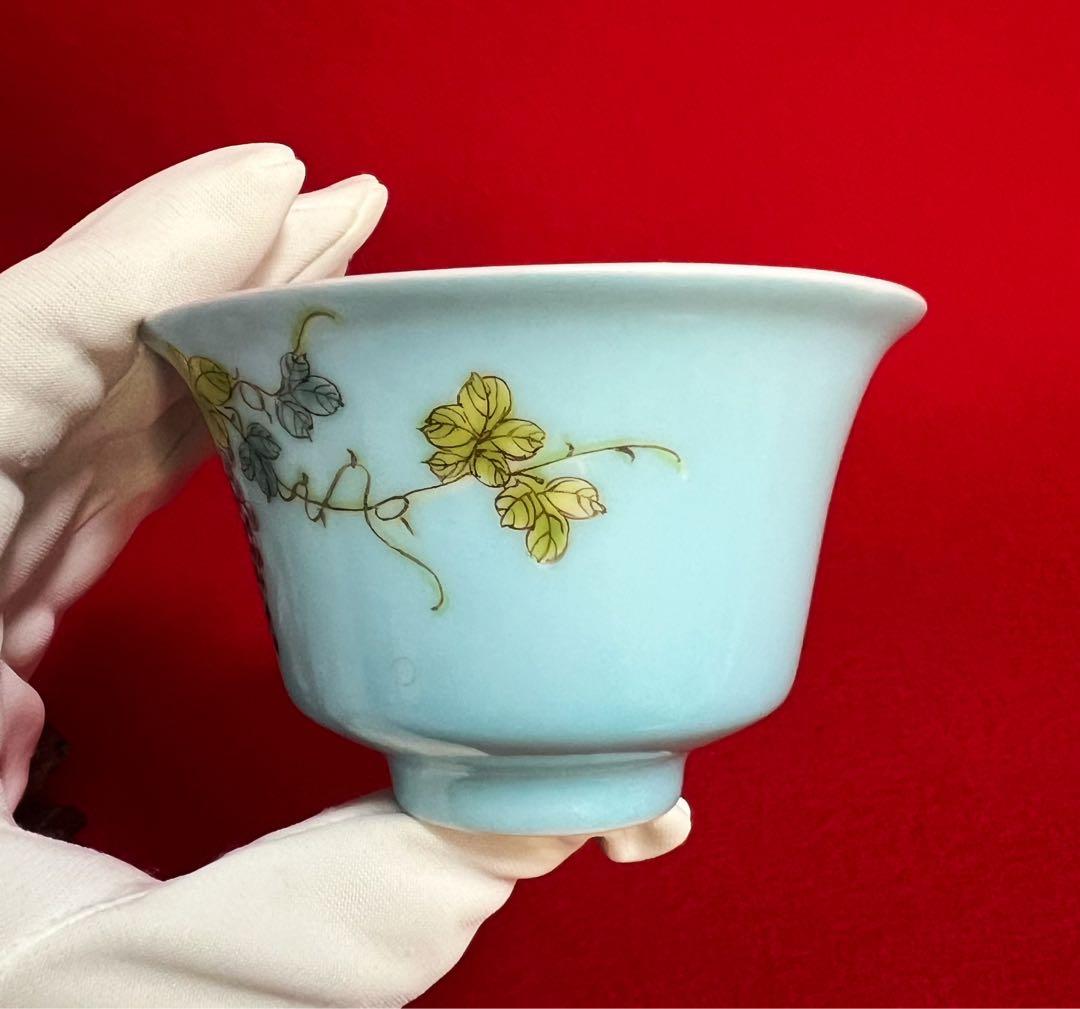 中国美術 古玩 葡萄紋樣 蓋碗 茶器 慎德堂製 茶道具