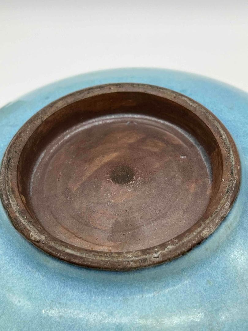 宋から元時代鈞窯澱青月白釉紫斑 鼓釘鈕洗 水丞 【旧家蔵出し】(B-92)