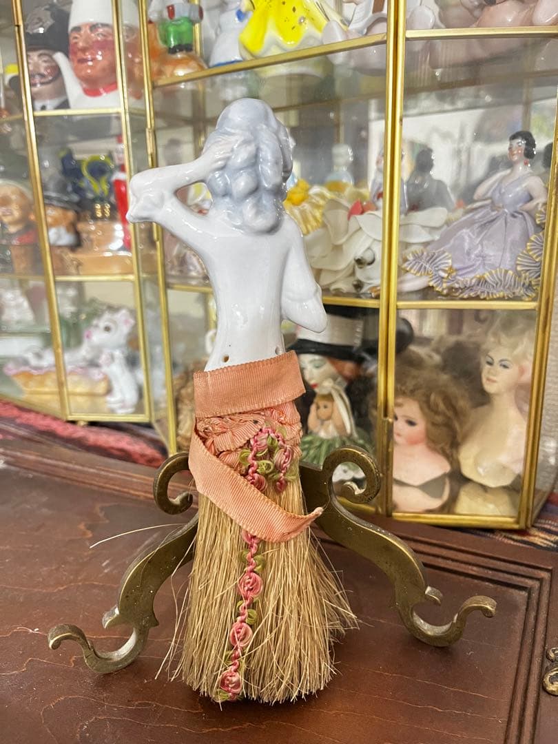 イギリス アンティーク ピンクッション ドール ハーフドール ブラシ ハケ