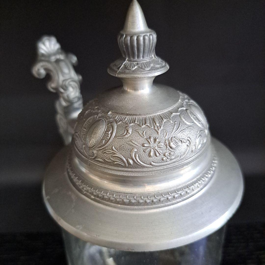 明治初期 極上 天満切子 錫蓋 ジョッキ クリスタル硝子