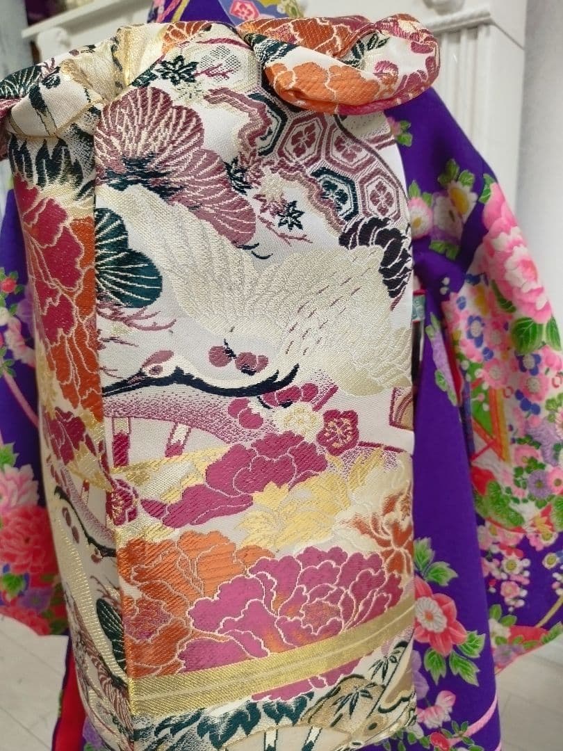 専用です☆アンティーク紫に百花繚乱着物と帯セット☆七五三３歳