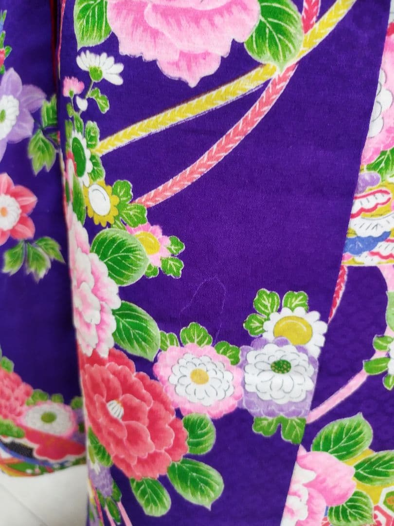 専用です☆アンティーク紫に百花繚乱着物と帯セット☆七五三３歳