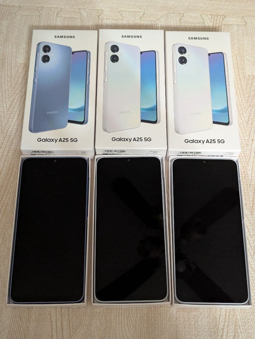 未使用 Galaxy A25 5G ブルー ホワイト 3台セット-正規品 の人気商品