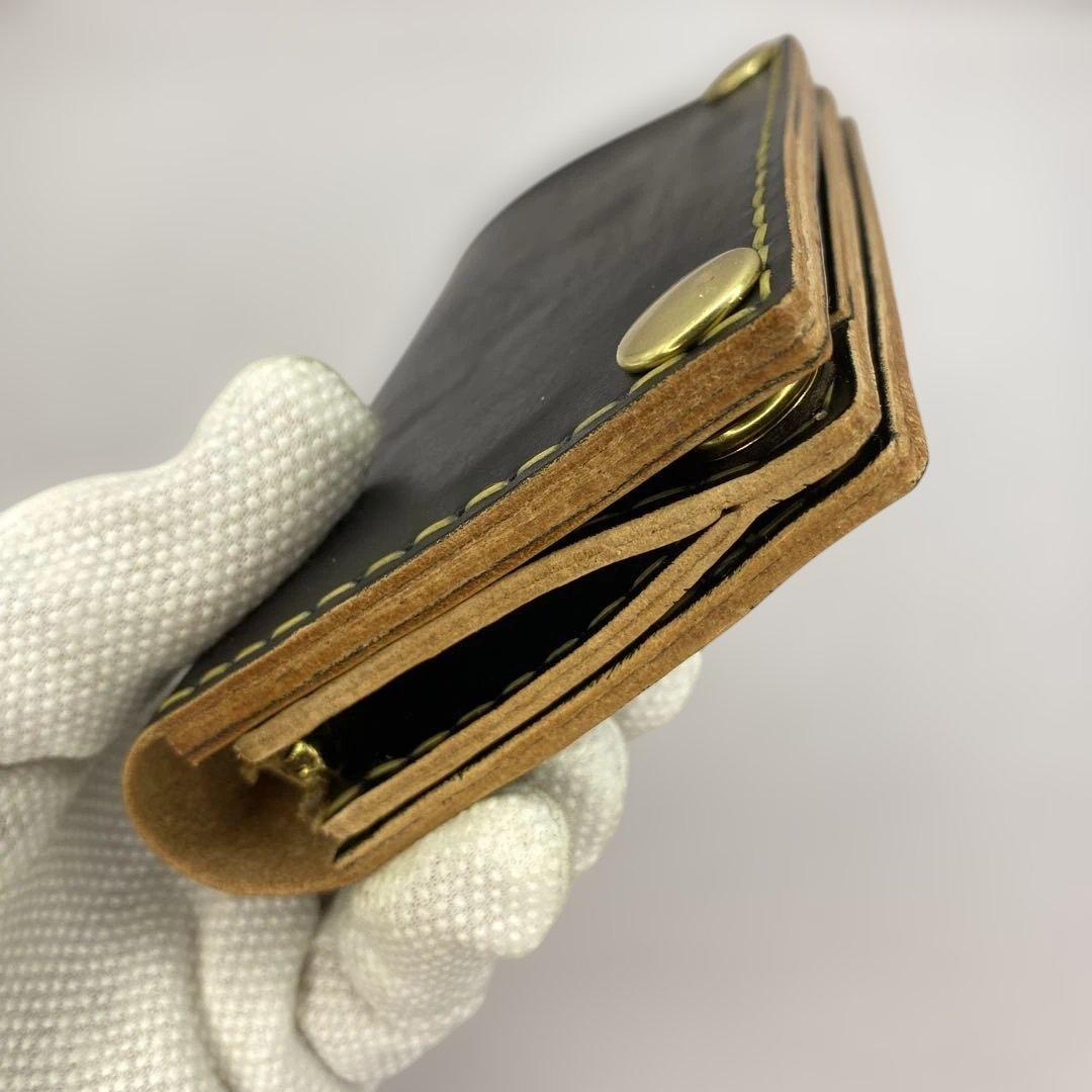 週末限定セール 折らずお札収納 茶芯 丘染めブラックの無骨トラッカーウォレット