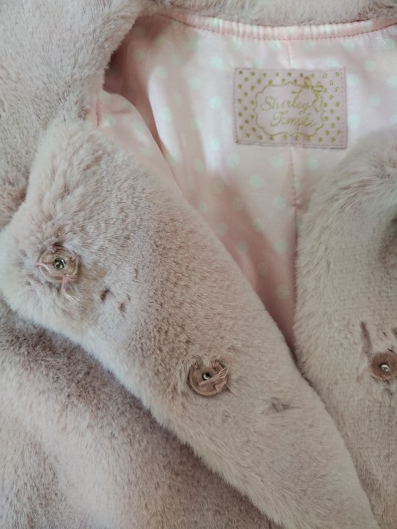 Shirley Temple うさぎボアハーフコート ピンク 80-90cm