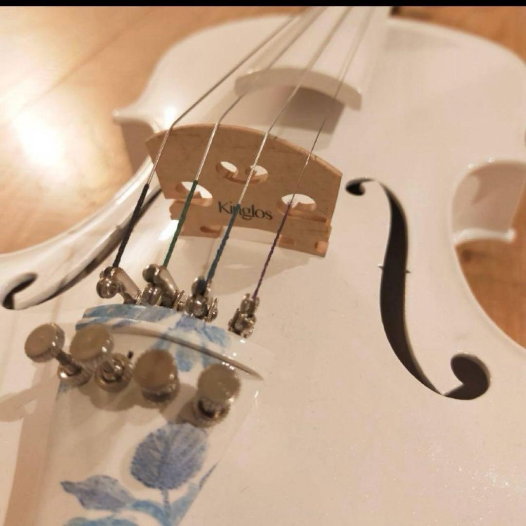 KINGLOS 白 4/4 ソリッドウッド カラード シンプル バイオリン