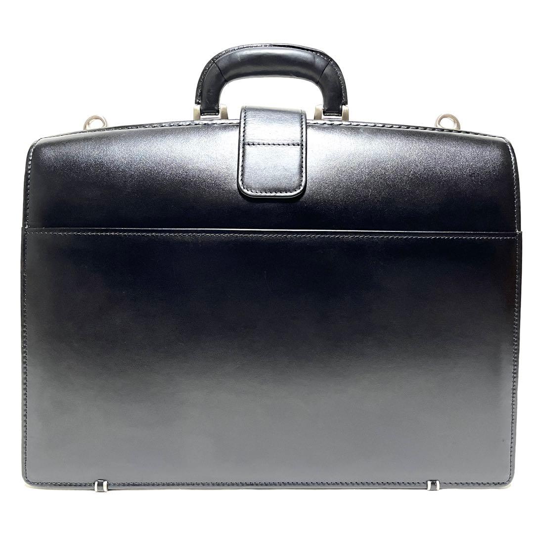 ★美品★AOKI 青木カバン★レザーダレスバッグ★黒　ブラック★カギ付き★本革★