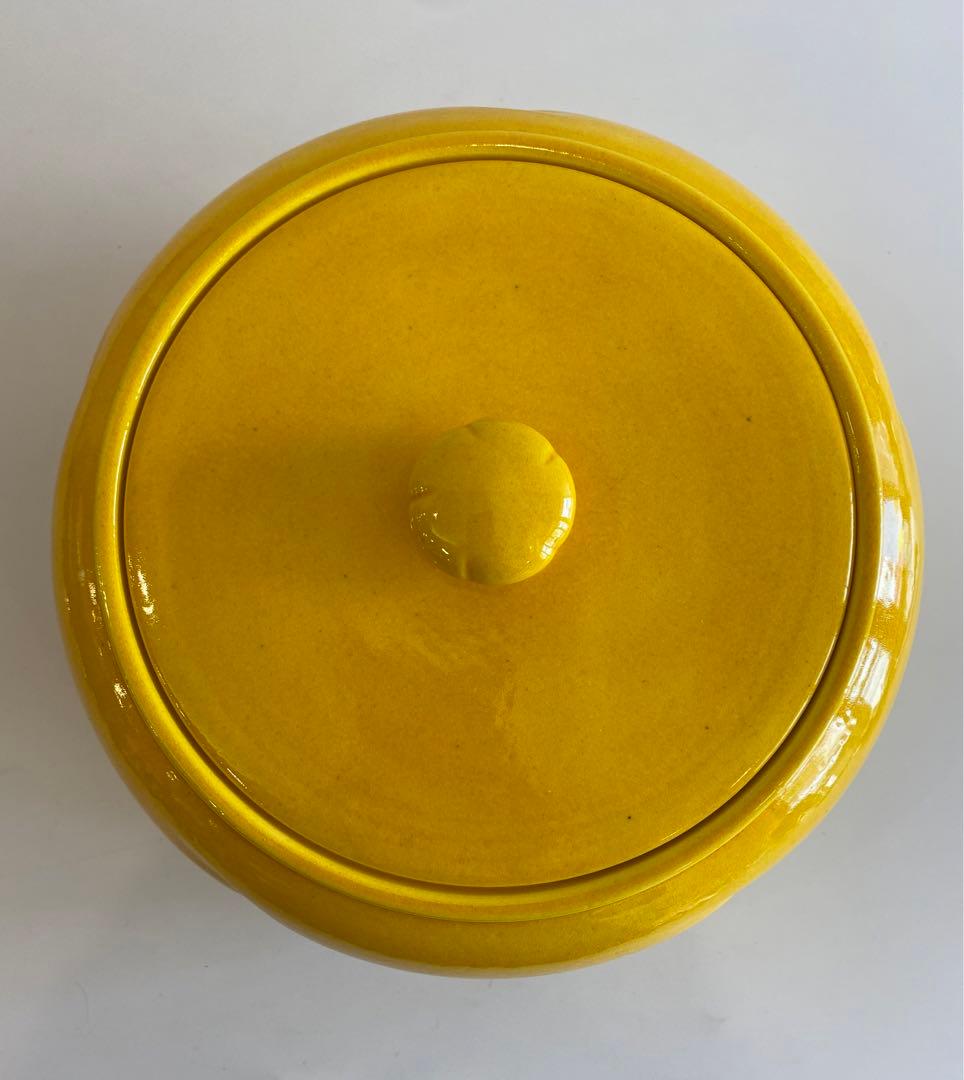 堀内宗完直筆箱書 黄交趾捻梅引き船の絵水指