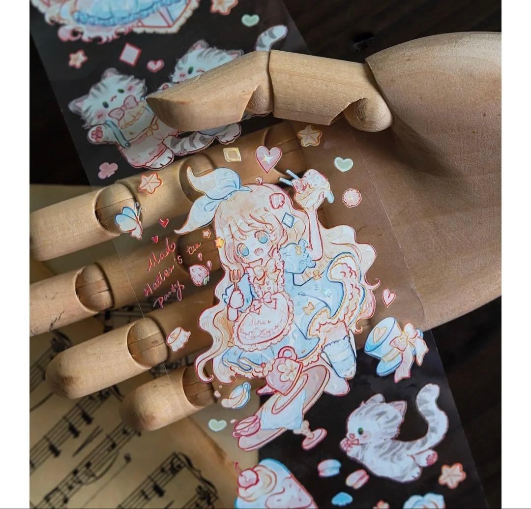 海外マスキングテープ巻売り アリスと子猫 人物マステ 虹光petテープ