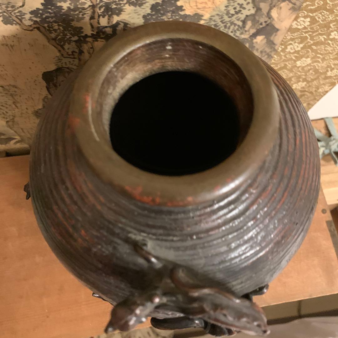 佐渡名工 光斎造　螭龍 銅置物　古美術 アンティーク　　246