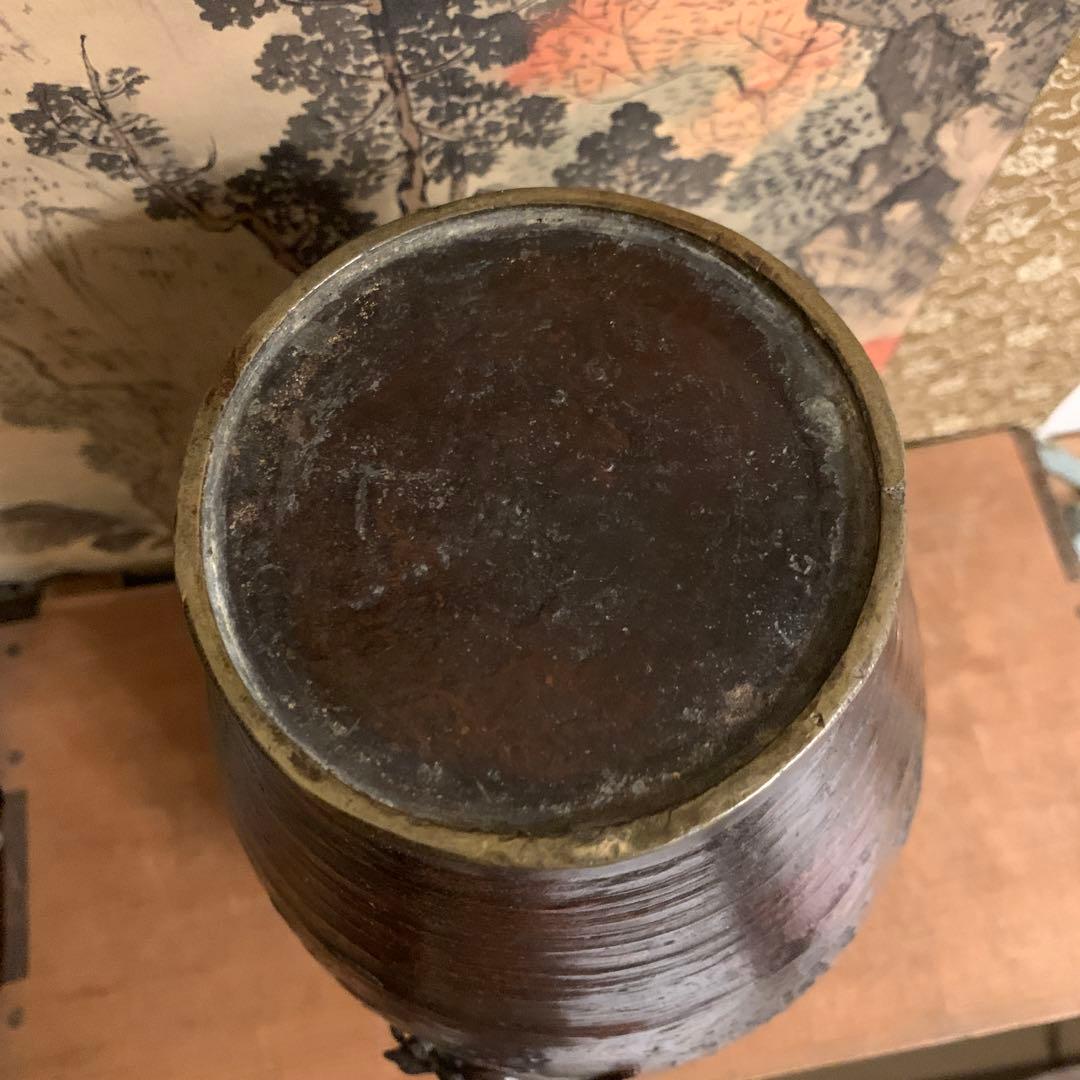 佐渡名工 光斎造　螭龍 銅置物　古美術 アンティーク　　246