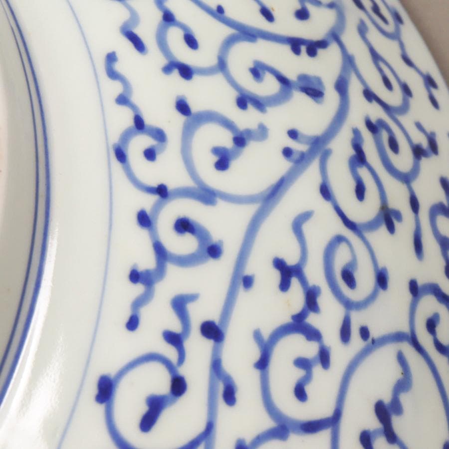 太明成化年製 染付蛸唐草文 一尺三寸皿 盛り皿 飾り皿