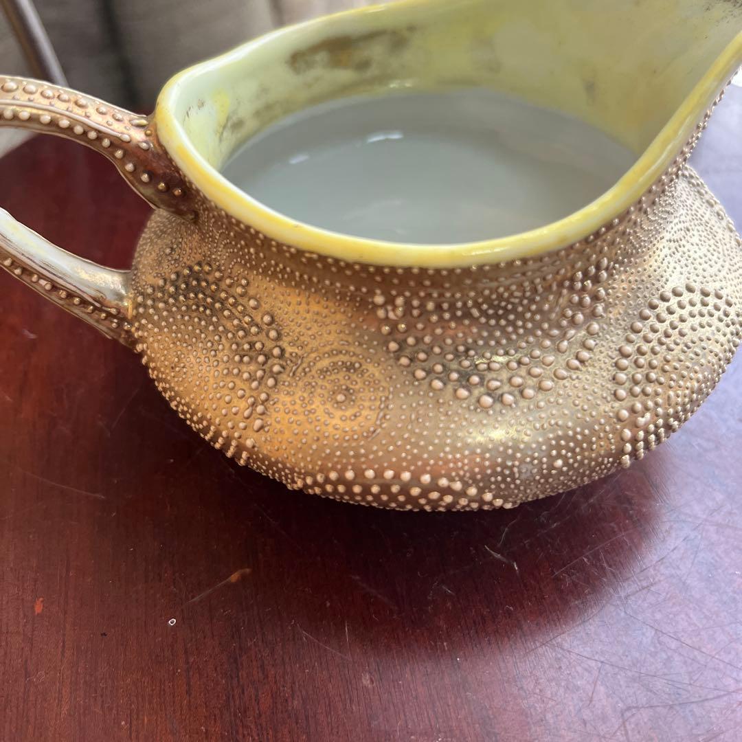 オールドノリタケ金と金点盛りのクリーマー美術品メープル印1890年代