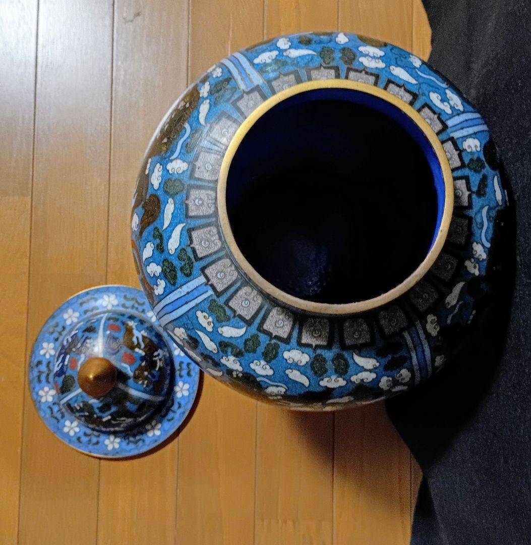 将軍壺 一対 七宝焼き 倣古 置物 中国 大きい 工芸品 インテリア