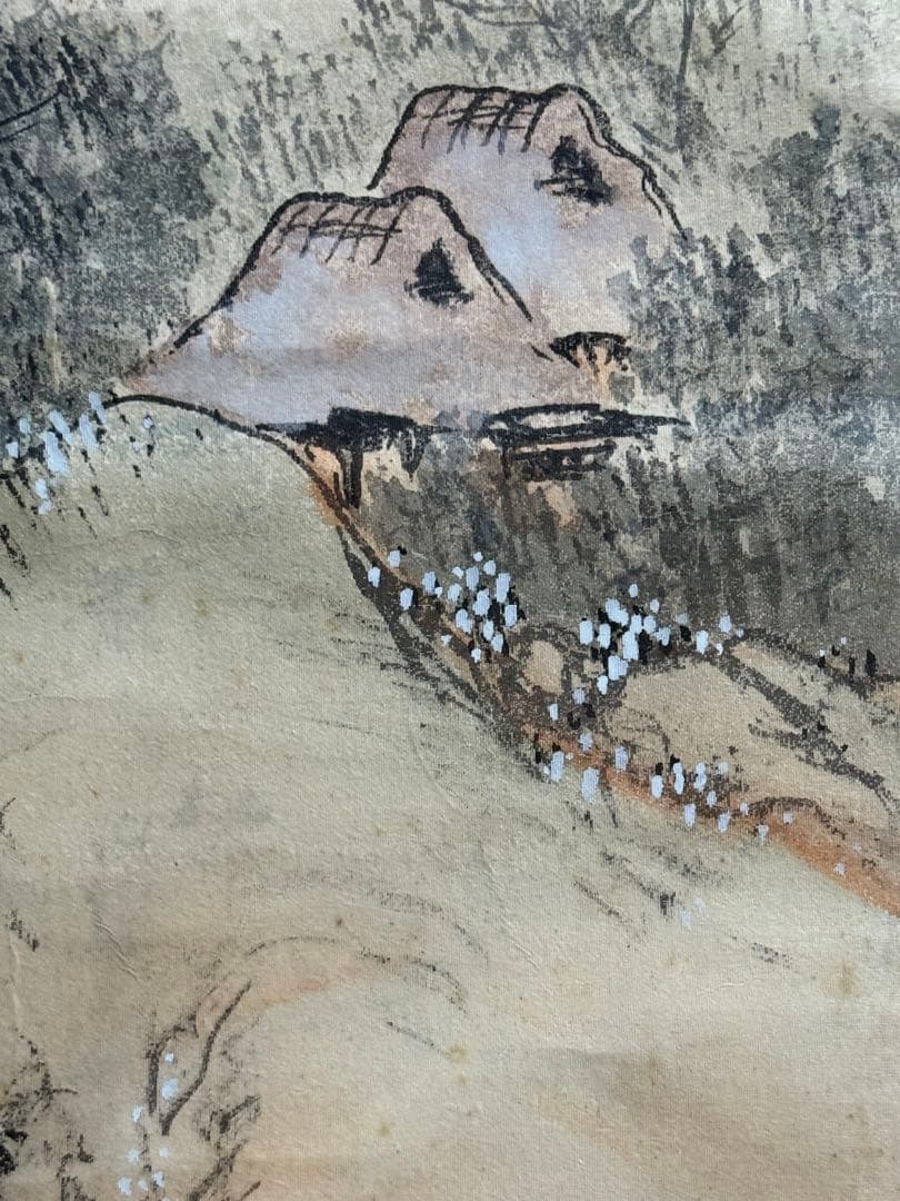 田中頼章筆　淡彩山水　絹本肉筆　掛軸　送料込み251029