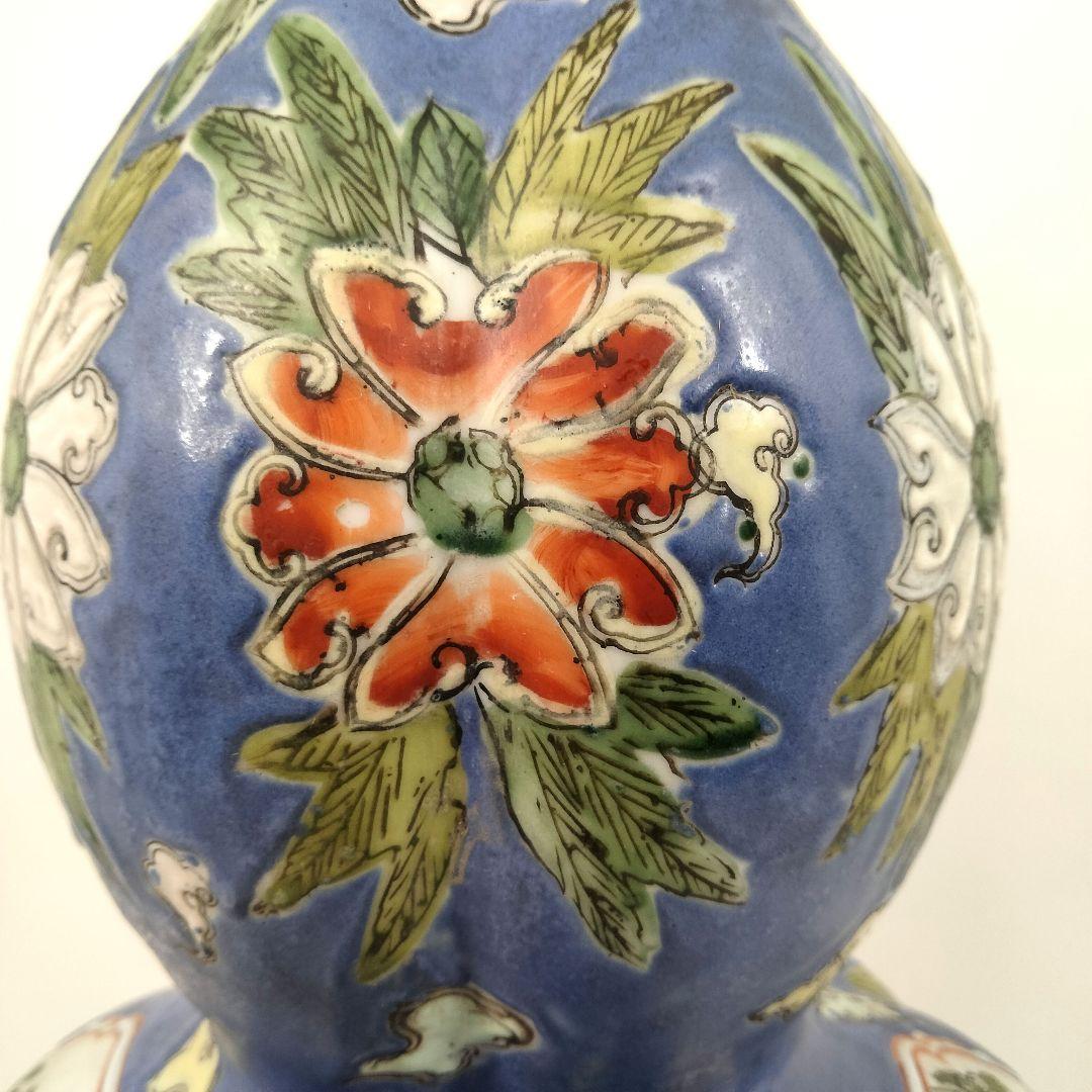 中国 大清同治年製 色絵粉彩花鳥図 瓢箪形花瓶 高さ38cm EE - メルカリ