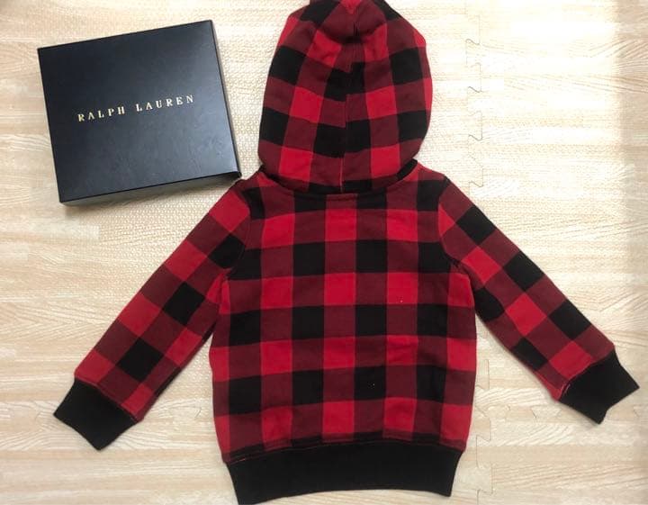 ラルフローレン　ホリデーコレクション　ポロベア　パーカー　赤チェック