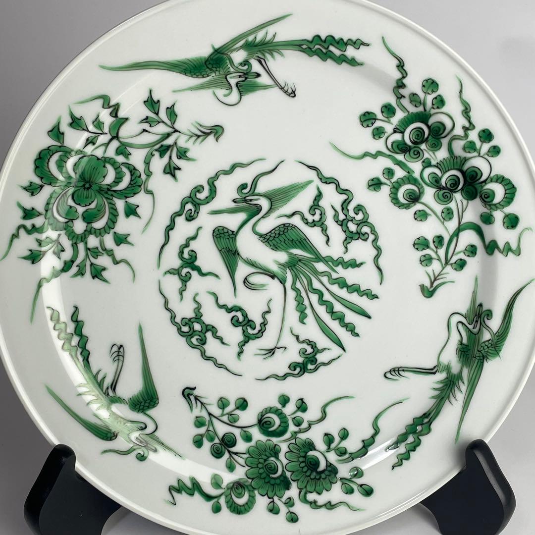 三浦竹泉 造 青絵 鳳凰文 飾皿 丸皿 菓子皿 盛皿