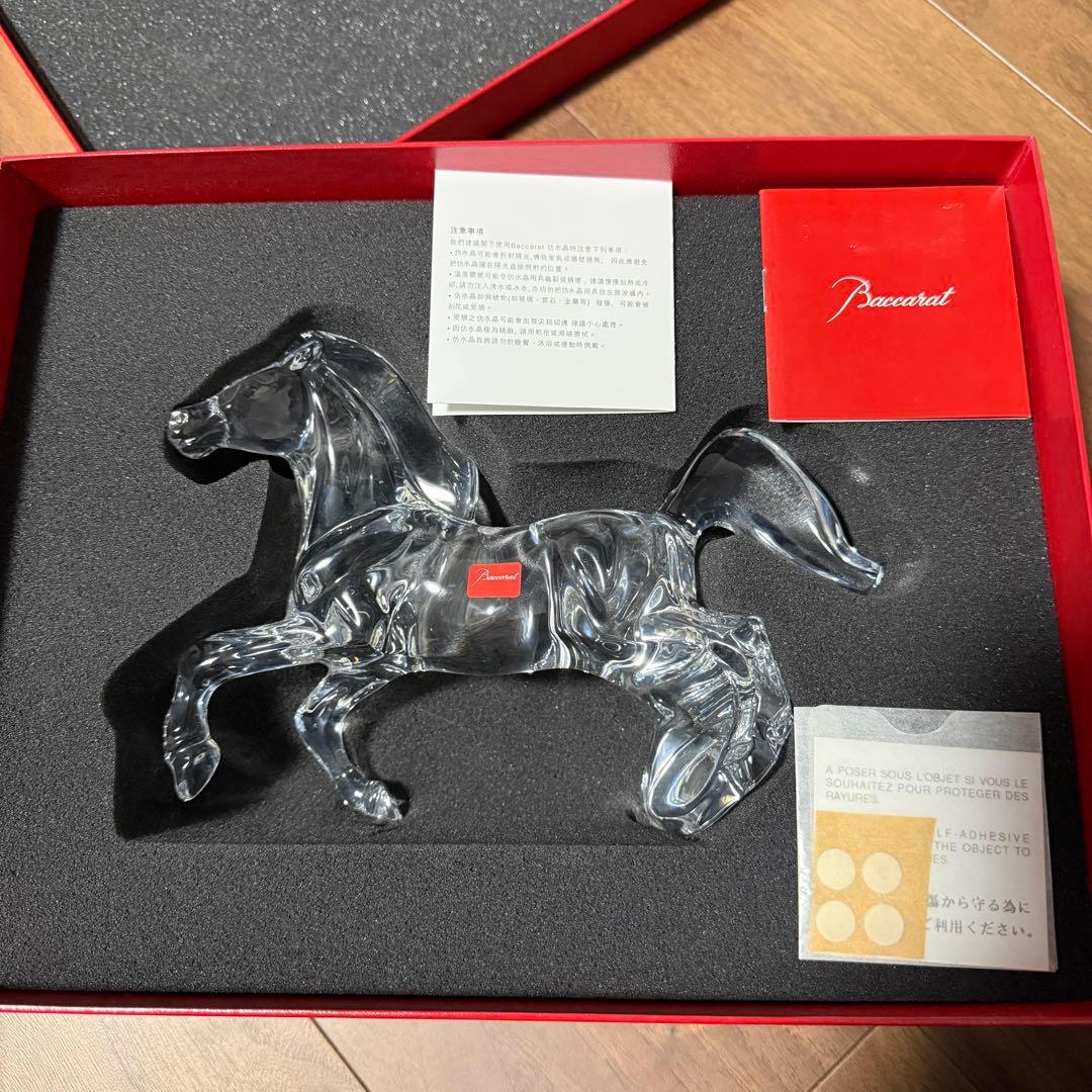 Baccarat 馬のクリスタル彫刻 いななく馬