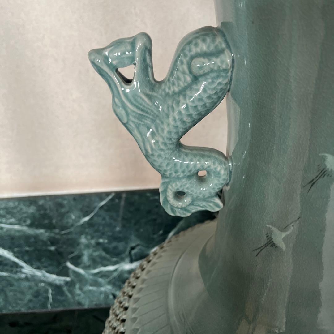 特大壺青磁床の間美品