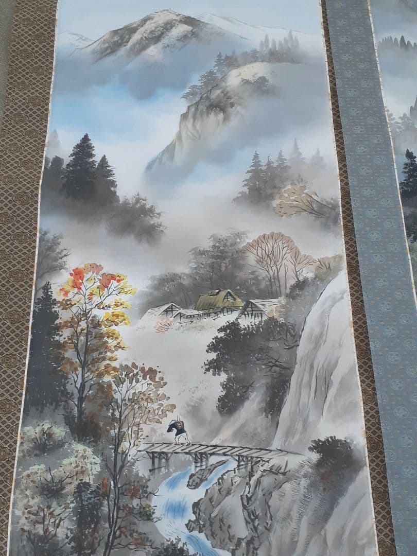 葛谷聖山 春夏秋冬 四季山水図 肉筆絹本 四幅掛軸 共箱 美品