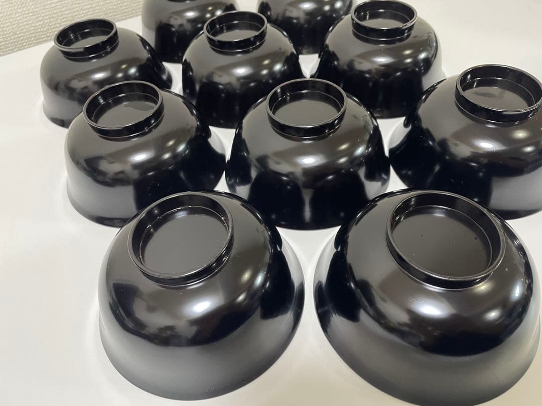 漆器 輪島塗 金蒔絵 扇柄 黒 内黒 吸物 割烹 蓋付き10客個 お煮物椀