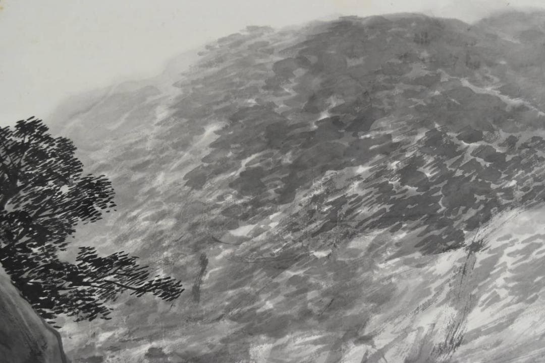 【真作】水田硯山/山水図/横物/掛軸/名家伝来/AA-797