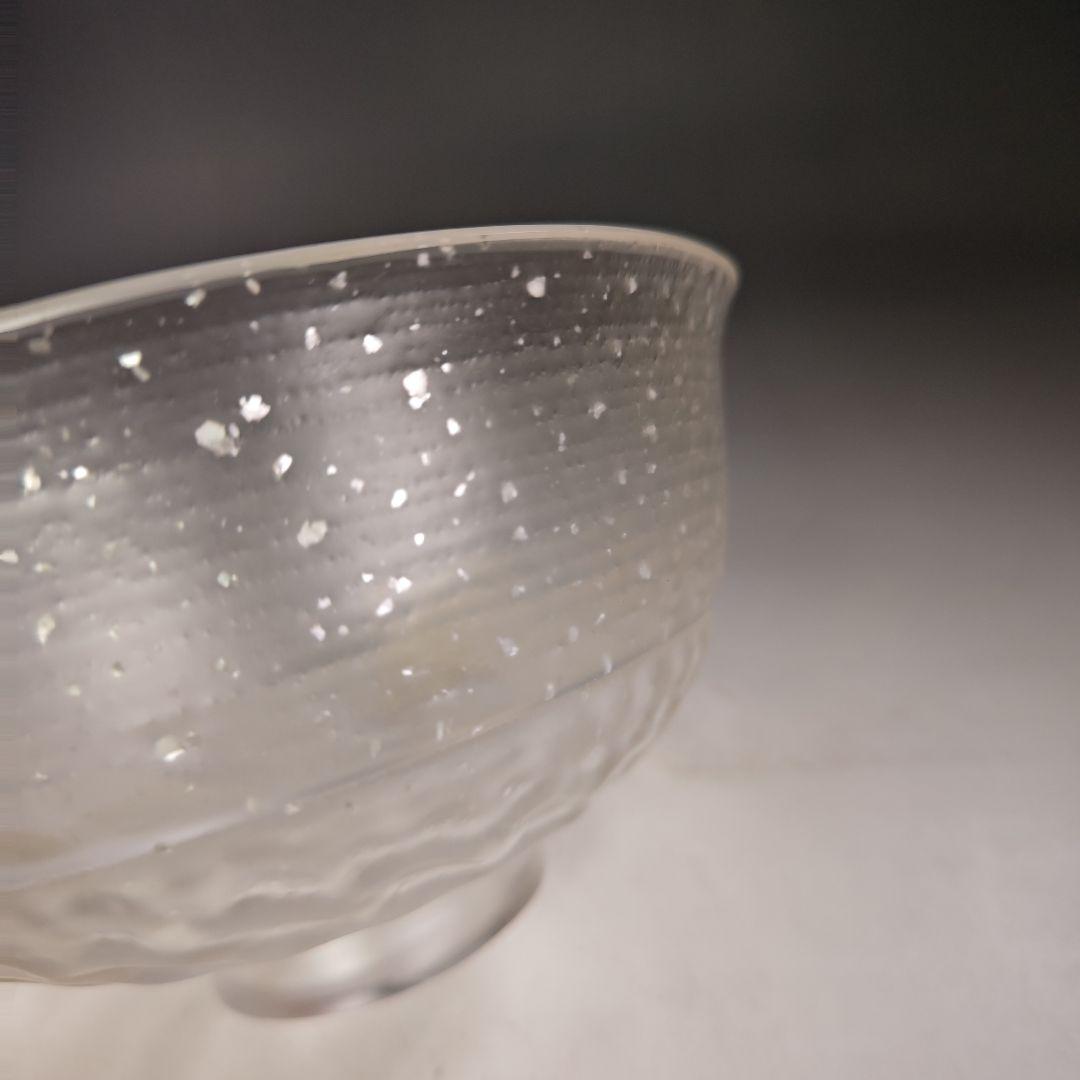 イ940 菓子鉢『水崎長寿』『義山硝子ガラス 雪舟金箔 菓子鉢 共箱』