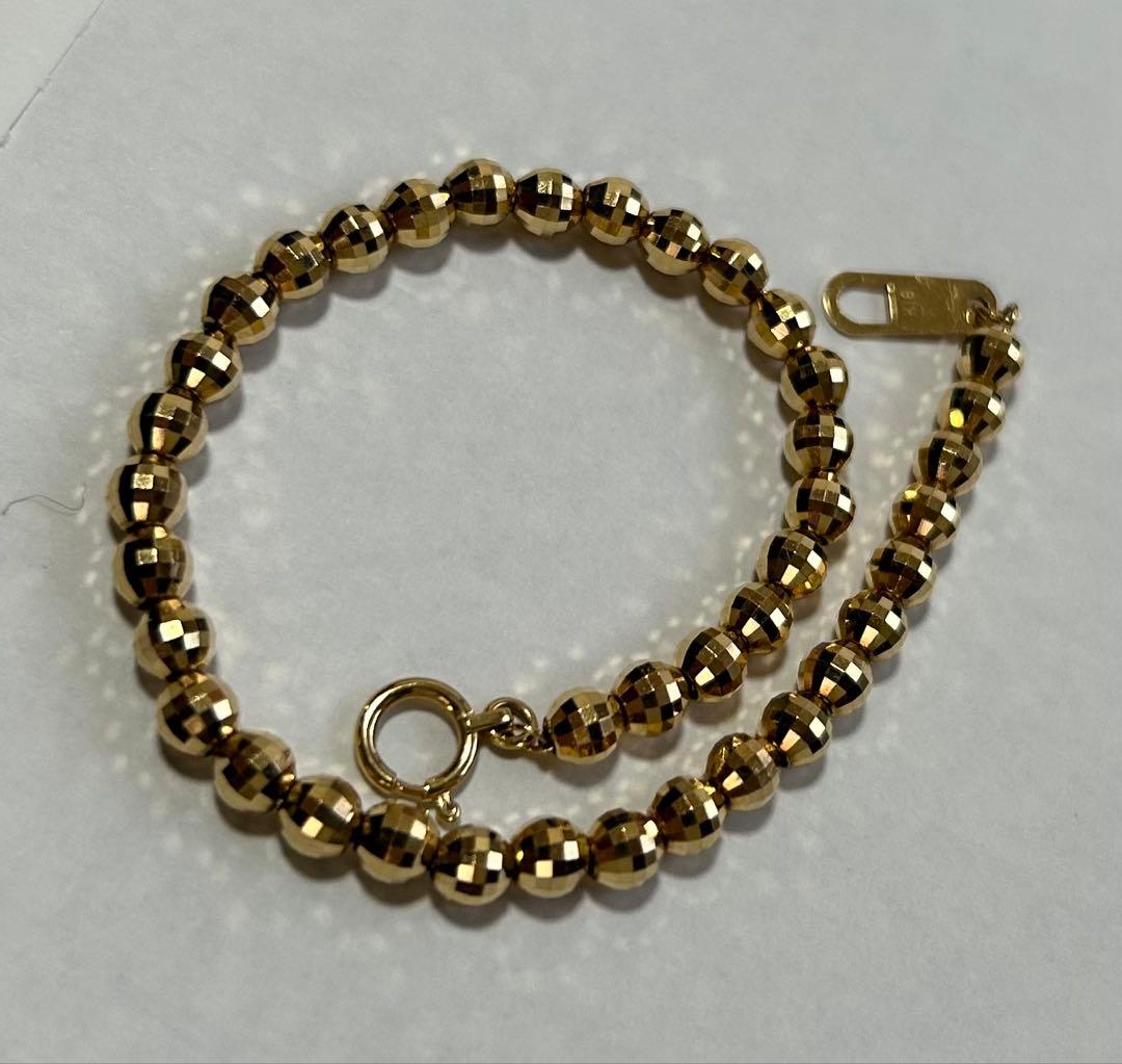 8g K18 ゴールドビーズブレスレット