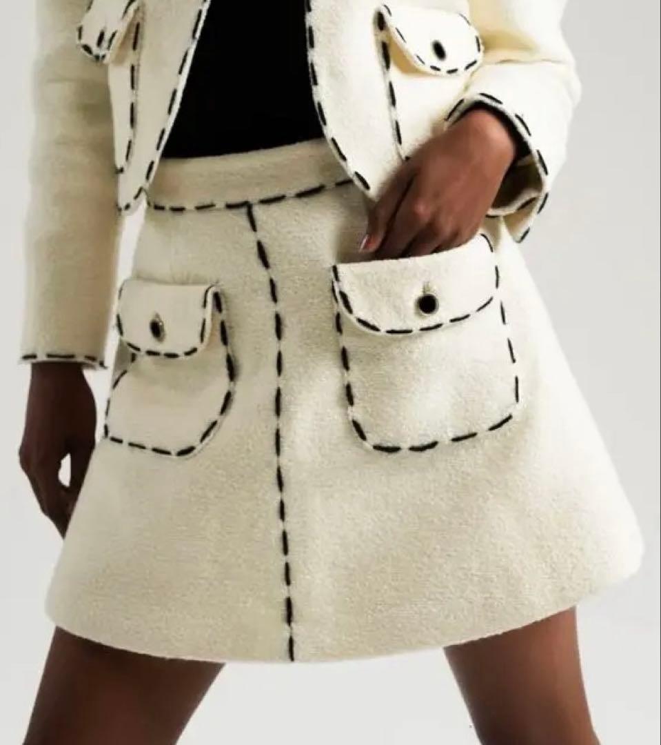 【新品タグ付き】sheller シェリエ　ステッチ　ツイード　キュロット