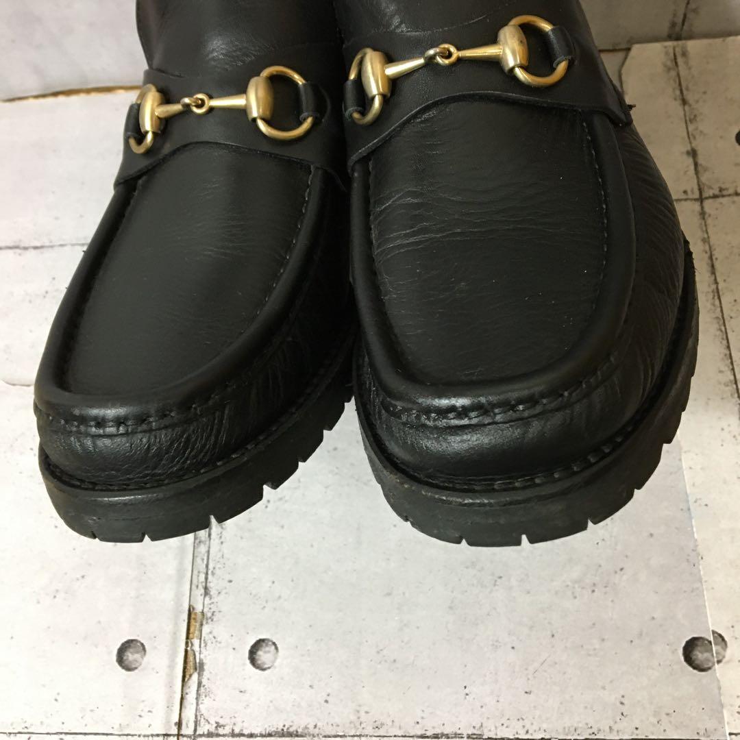 美品　GOCCI グッチホースビットモカシン　ブラック42E 27.0cm