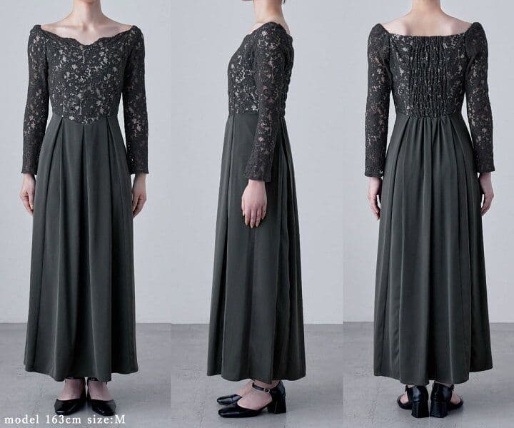 エトル バレエネックスカラップレースドレス