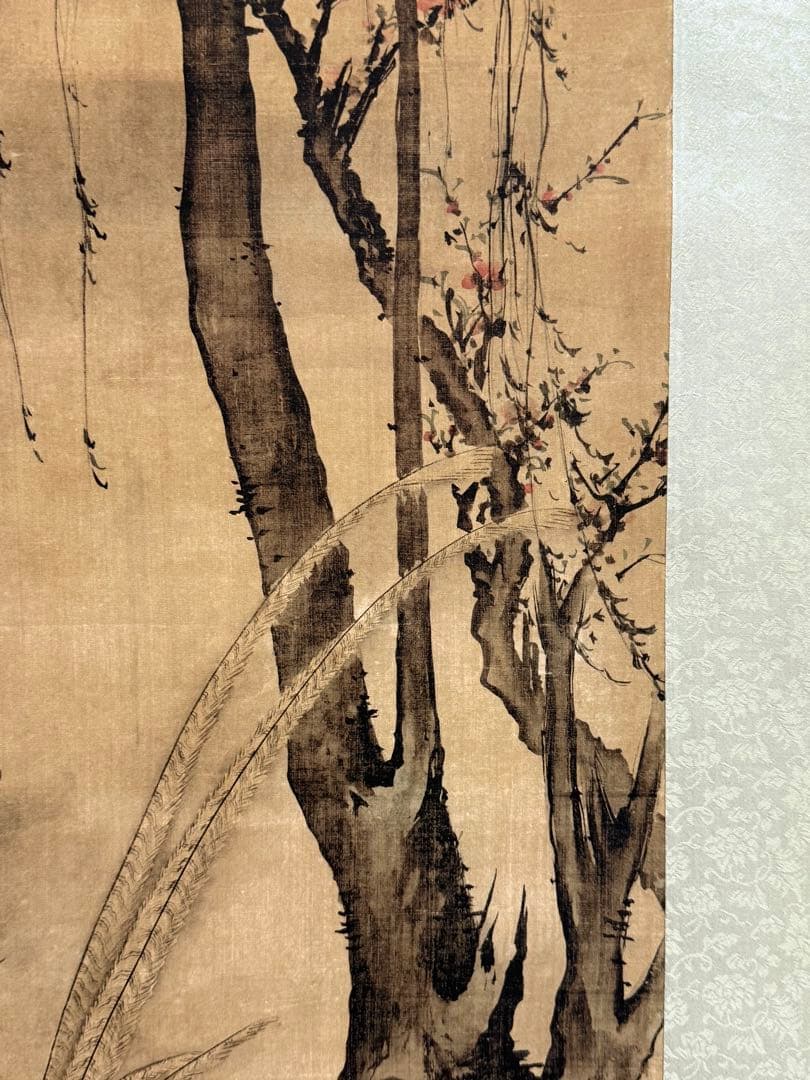 中国 明時代 汪肇 柳禽白鷳圖 絹本 原色複製 ◇検故宮博物館