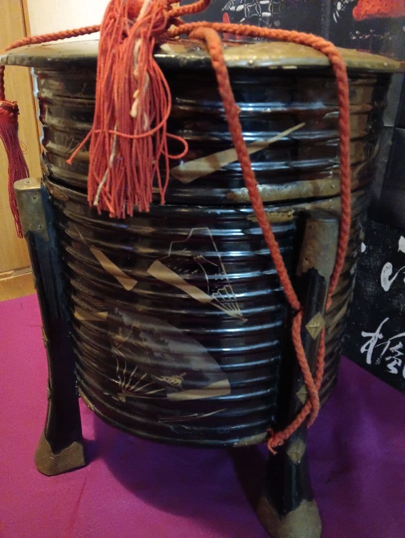 江戸時代中期〜後期幕末頃時代大名道具黒漆塗金蒔絵上級武家所用時代行器当時物