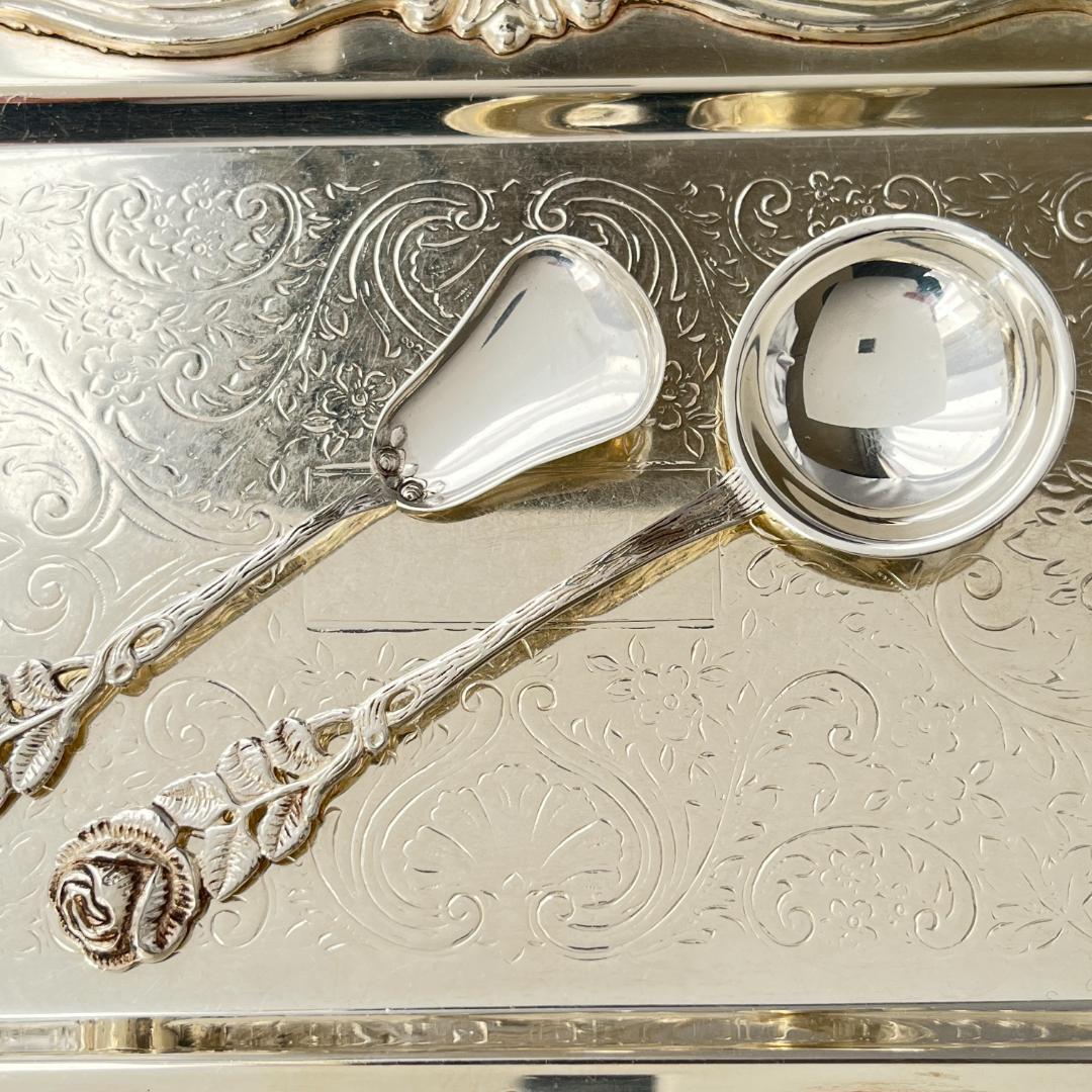 【ANTIKO】 薔薇のクリームスプーン / シュガースプーン【純銀】