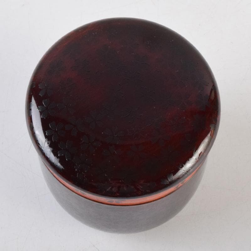 茶道具 中村香鳳作 夜桜蒔絵 珠光棗 共箱 V 9101