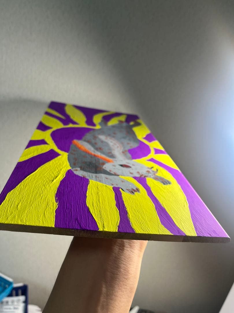 「日章兎 原画 手描きアート 兎 絵画 インテリア 木製パネル」