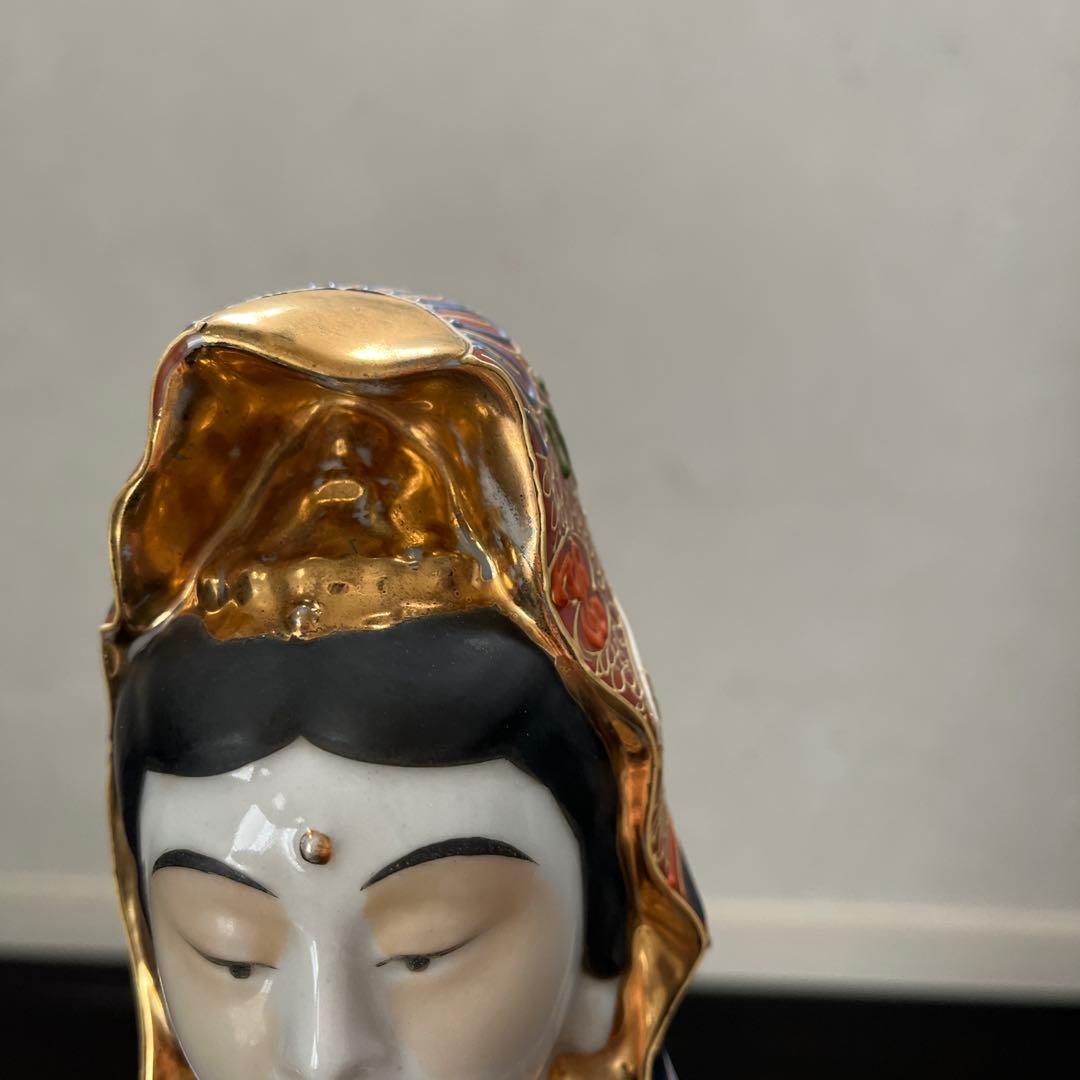 九谷焼 観音菩薩像 観音様 九谷菊仙 アンティーク 優しいお顔 約40㎝