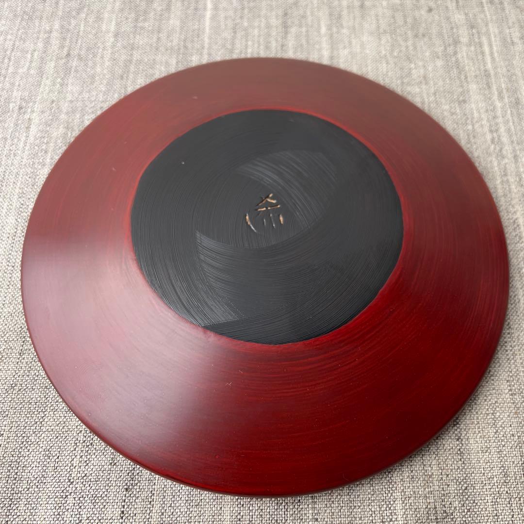 確認用　鎌倉彫　八重桜　サクラ　漆器　木製　木彫り　菓子皿　5寸皿