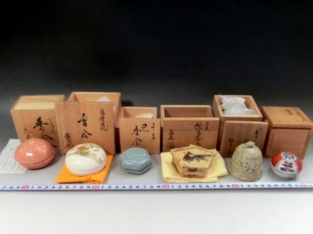 香合■6個セット 京焼 龍安寺 薩摩慶月 悠三 家康 呉須赤絵宝珠 竹春窯 満之