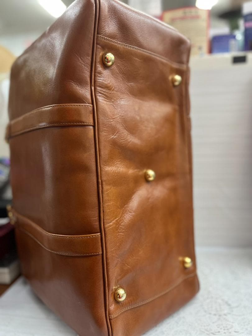 ☆美品☆MARUEM 本革 スクエア ボストンバッグ 旅行鞄 レトロ キャメル