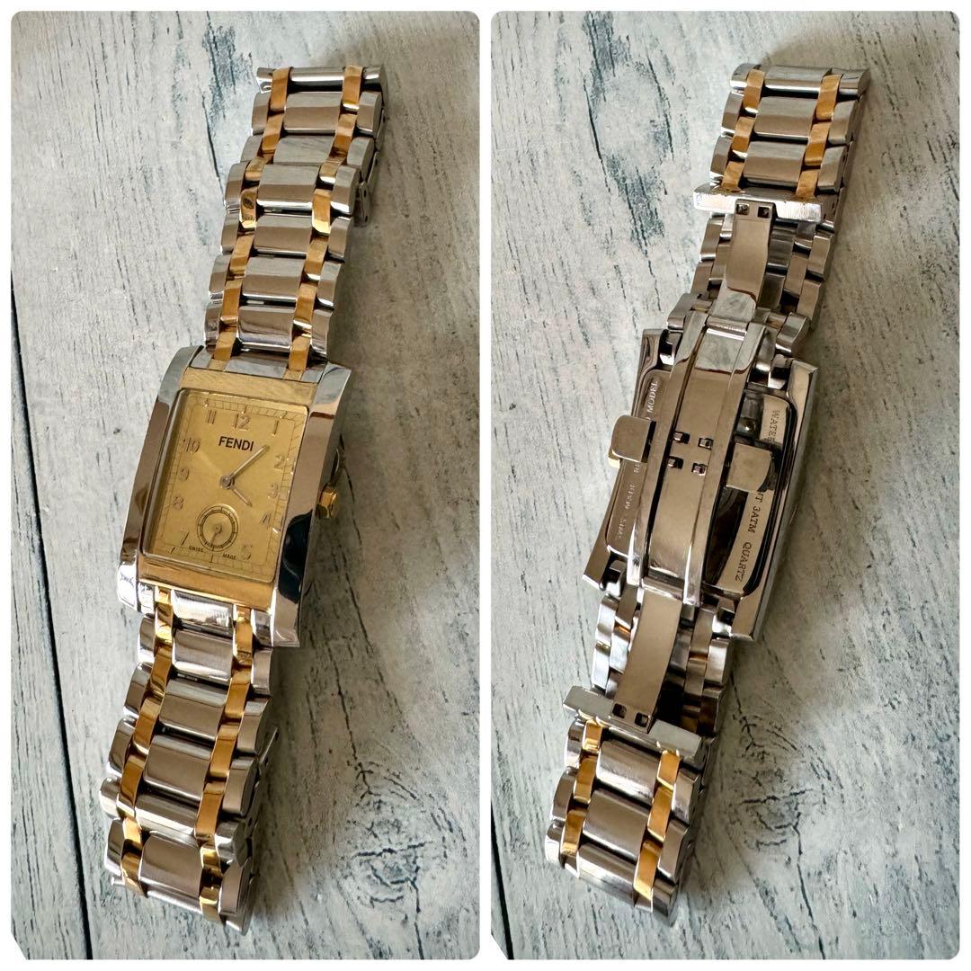 希少】FENDI フェンディ 腕時計 ゴールド シルバー スクエア 7000G