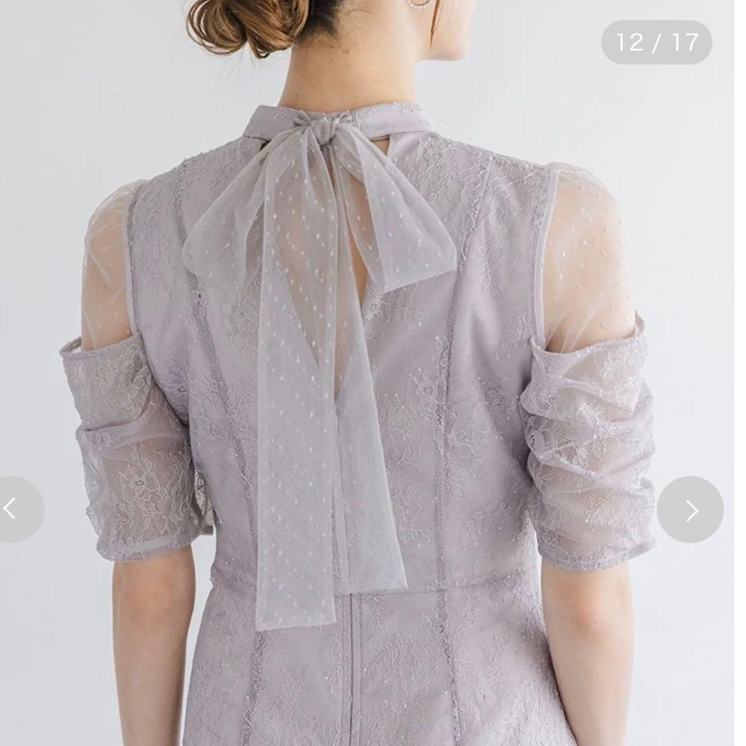 今季2025SS snidel シアーショルダーレースドレス