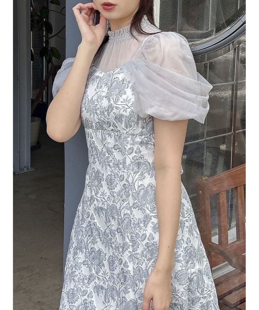 dazzlin シアーベールジャガードワンピース オフホワイト dazzlin